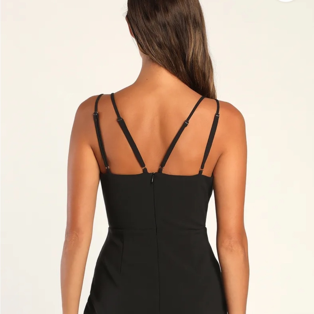 Ready to party black asymmetrical surplice dress - Picture 2 of 5